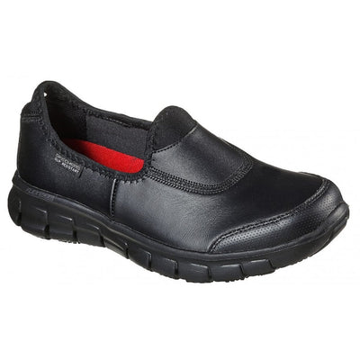 Womens Skechers Ladies Sure Track Black Slip On Shoes - Black