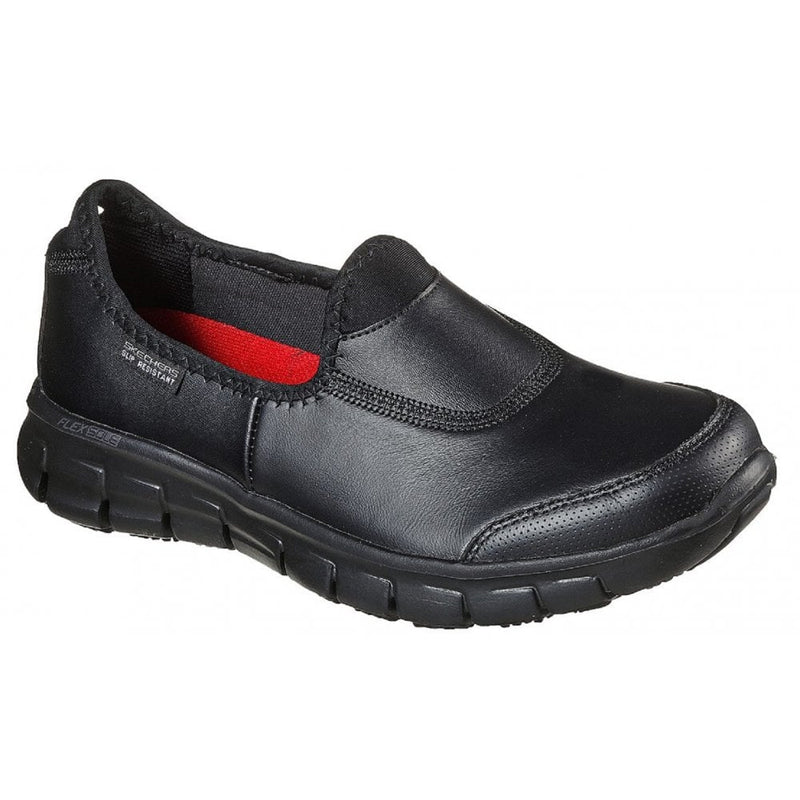 Womens Skechers Ladies Sure Track Black Slip On Shoes - Black