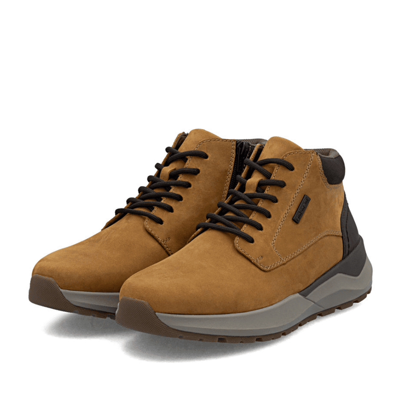 Mens Rieker 06001 Tan Wide Fit Lace and Zip Up Boots - Tan
