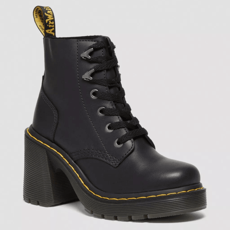 Womens Dr Martens Jesy Sendal Leather Heel Boots - Black