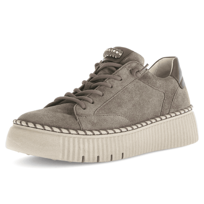Womens Gabor 73.243 Elastic Lace Trainers - Taupe