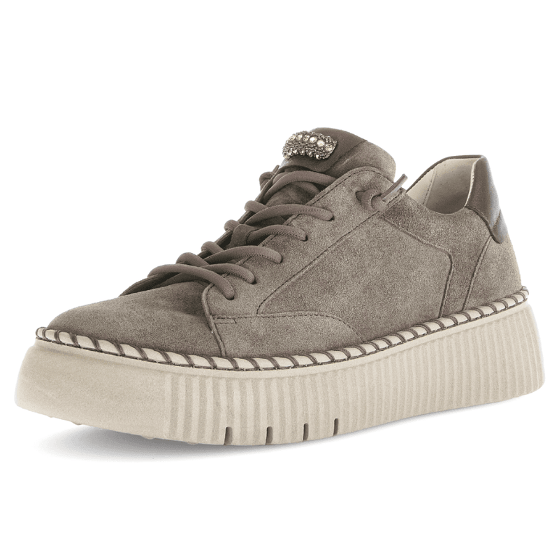 Womens Gabor 73.243 Elastic Lace Trainers - Taupe
