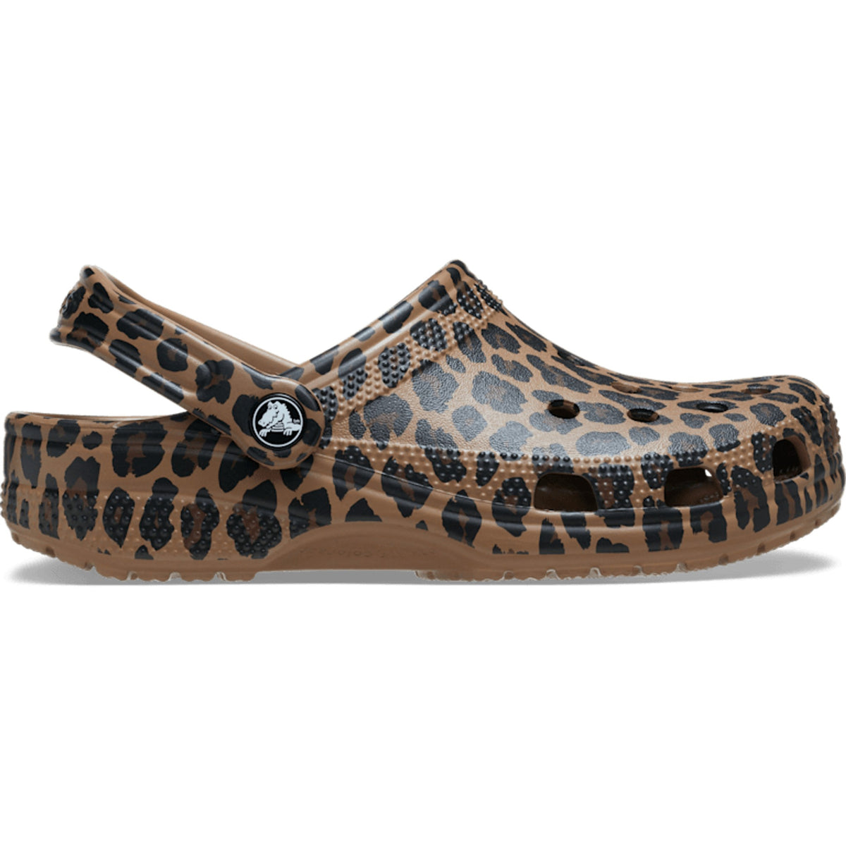 Womens Crocs Sepia Leopard Classic Animal Clogs