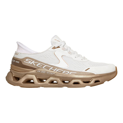 Womens Skechers 150514 Glide-Step Altus - Starlight Shine White / Gold Slip-Ins Trainers - White / Gold