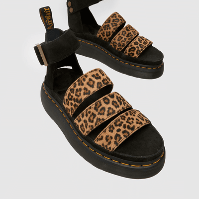 Womens Dr Martens Clarissa II Quad Leopard Print Sandals - Brown