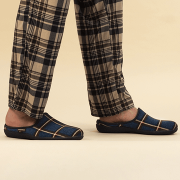 Goodyear Mens Checkmate Mule Slippers - Blue