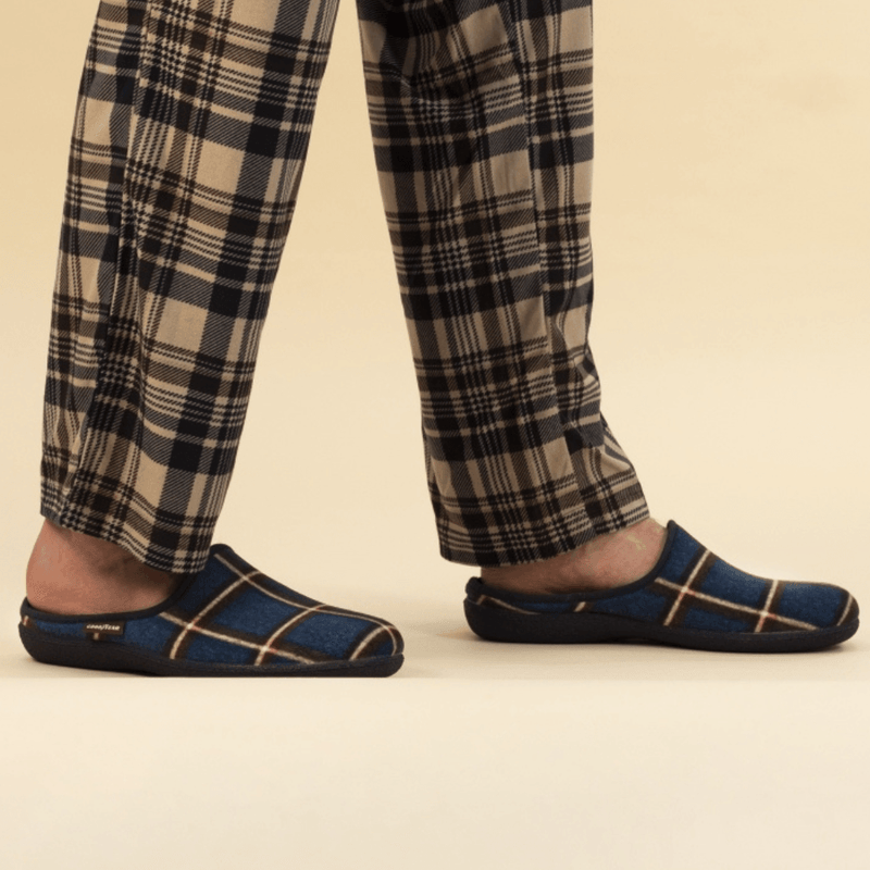 Goodyear Mens Checkmate Mule Slippers - Blue