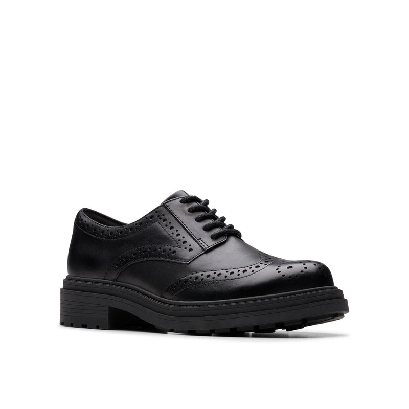 Girls Clarks Orinoco3 Derby School Shoes - Black