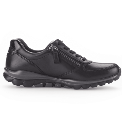 Womens Gabor Rolling Soft 76.968 Walking Trainers - Black Leather