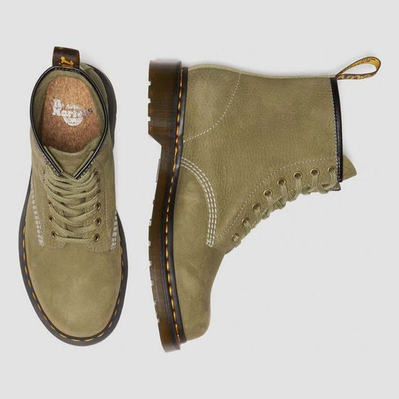Unisex Dr. Martens 1460 Tumbled Muted Olive Nubuck Leather Ankle Boots - Muted Olive