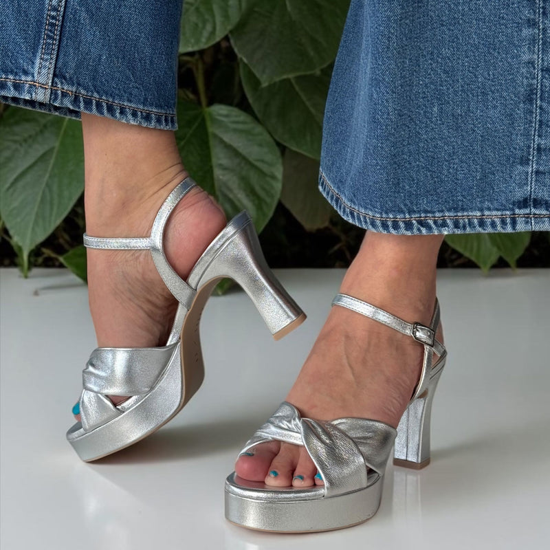 Womens Unisa Onoa Heeled Sandals - Silver