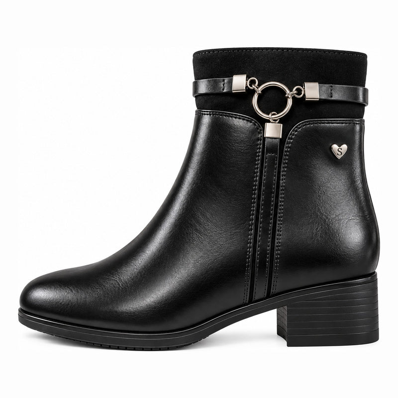 Womens Susst Gemma26 Faux Leather Ankle Boots - Black