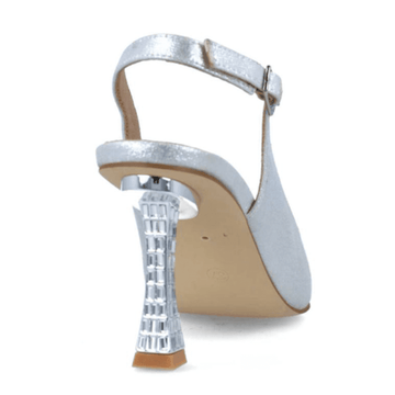 Womens Menbur 23350 White Silver Slingback - Silver