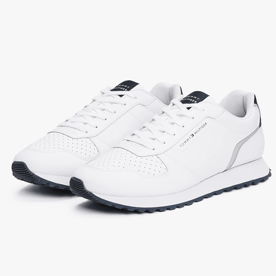 Mens Tommy Hilfiger Logo Colour-Blocked Trainers - White