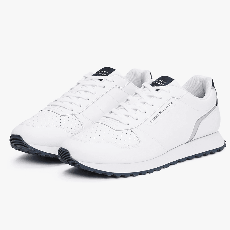 Mens Tommy Hilfiger Logo Colour-Blocked Trainers - White