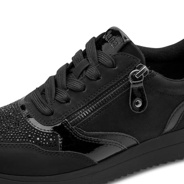 Womens Jana 23774 Side Zip Trainers - Black Glitter