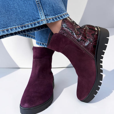 Womens Gabor 8015 Ankle Boots - Mulberry