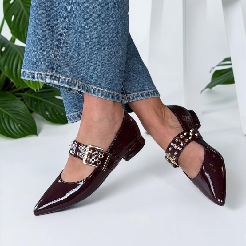 Womens Xti 146418 Flat Shoes - Burgundy