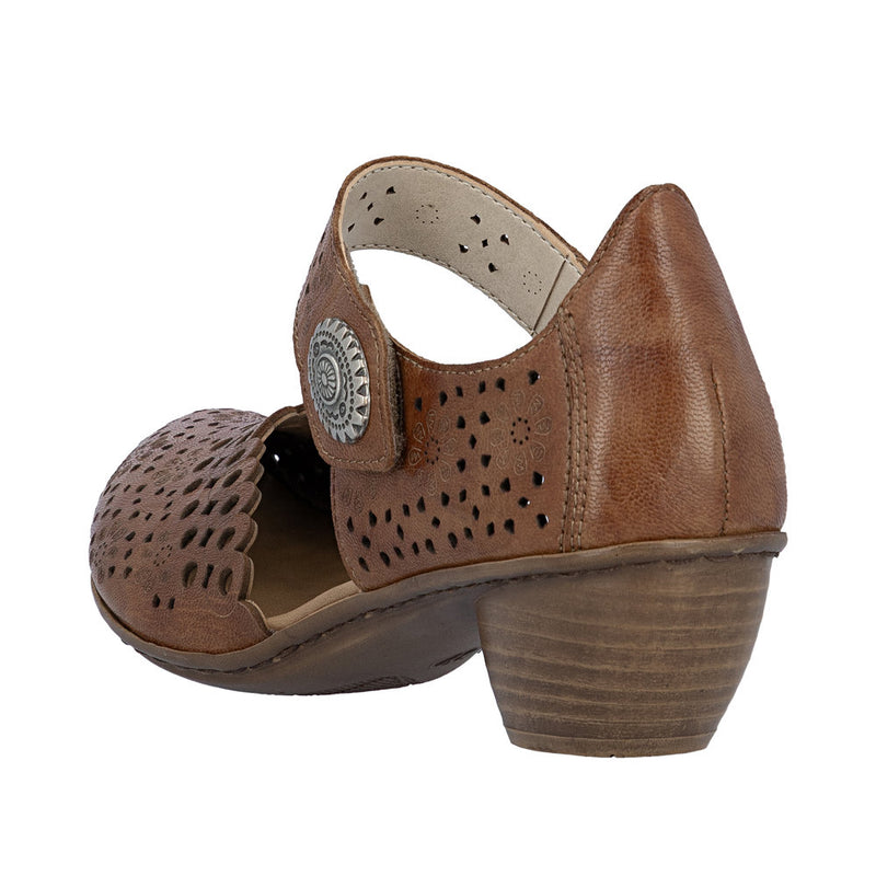 Womens Rieker 43753 Brown Heeled Sandal - Brown