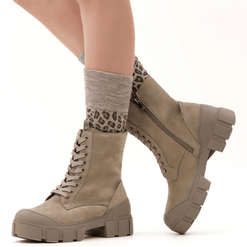 Womens Caprice 25211 Chunky Lace Up Boots - Mud