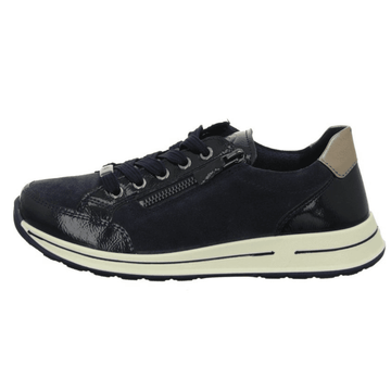 Womens Ara Osaka Side Zip Trainers - Navy Patent