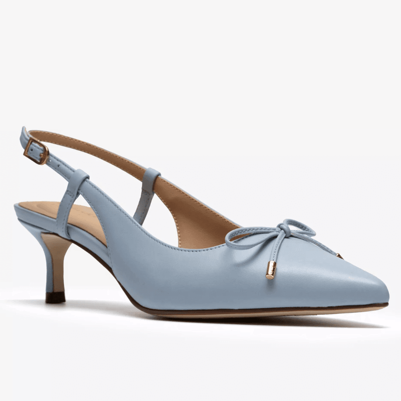 Womens Clarks Zarey Bow Slingback Kitten Heels - Blue