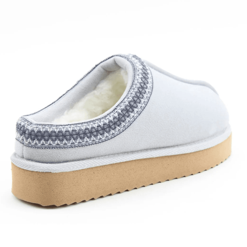 Womens Heavenly Feet Ice Fur Lined Mule Slipper - Grey Blue