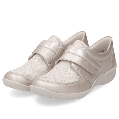 Womens Remonte R7600 Light Gold Stretch Velcro Strap Shoes - Metallic