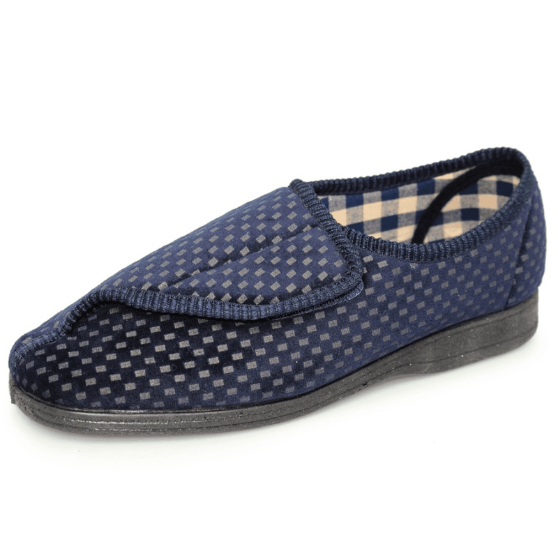 Lazy Dogz Mens Columbus Velcro Slippers - Navy