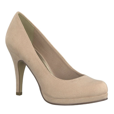 Womens Tamaris Taggia High Heeled Platform Court Shoes - Rose Beige - Rose