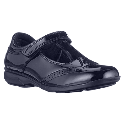 Term Girls Janine T-Bar Black Patent School Shoe - Black