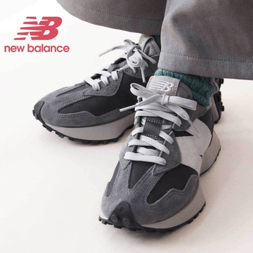 Mens New Balance 327 Mesh Trainers - Castlerock with Magnet-Light and Dark Grey