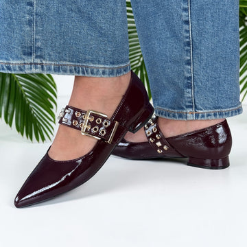 Womens Xti 146418 Flat Shoes - Burgundy