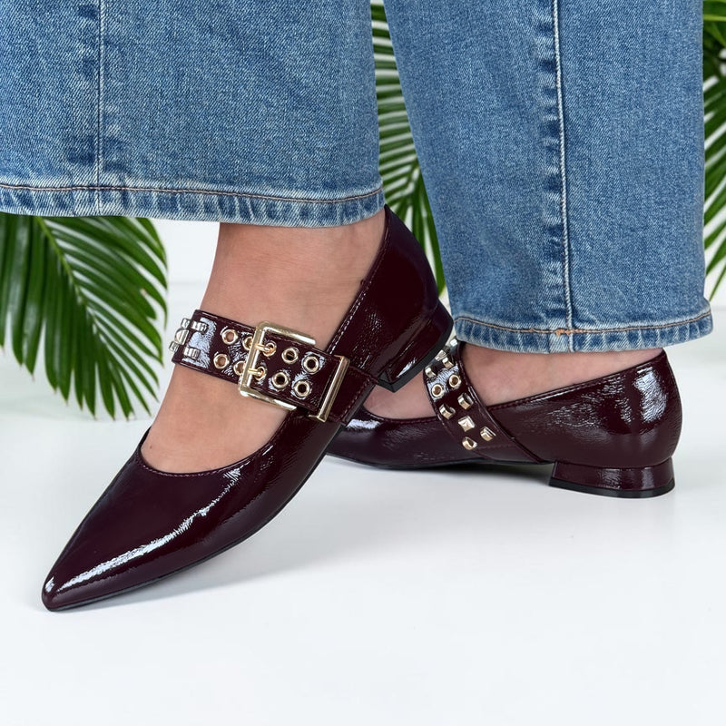 Womens Xti 146418 Flat Shoes - Burgundy