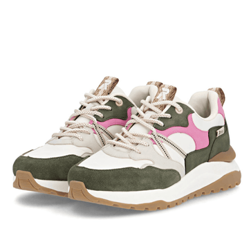 Womens Rieker W2501 Khaki and White Mix Sporty Trainers - White