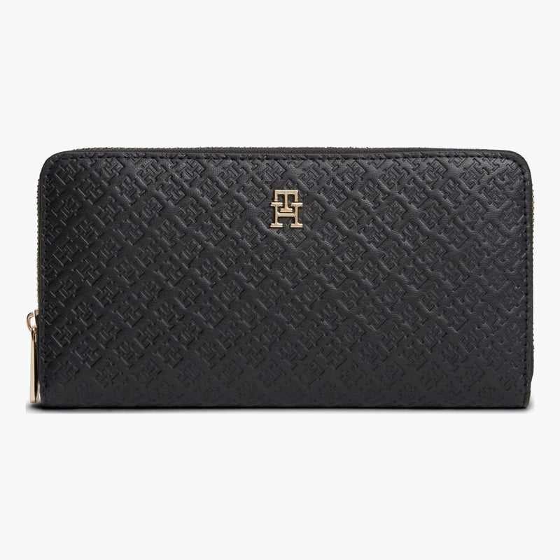 Womens Tommy Hilfiger Icon Debossed Zip Around Purse - Black