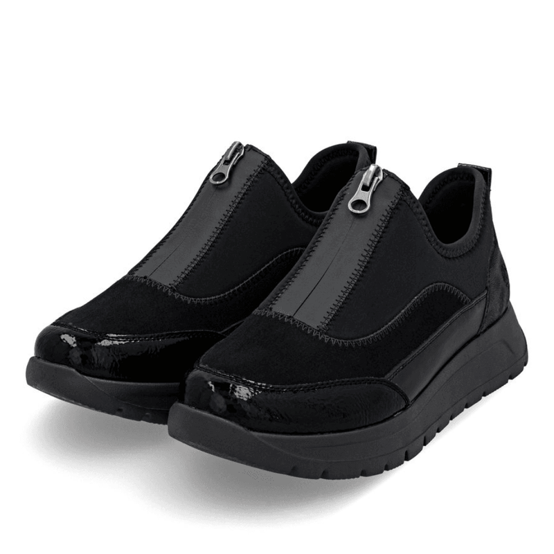 Womens Remonte D2V01 Mix Zip Front Platform Shoes - Soraya-Black