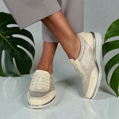 Womens Pitillos 11034 Cream Trainers - Cream