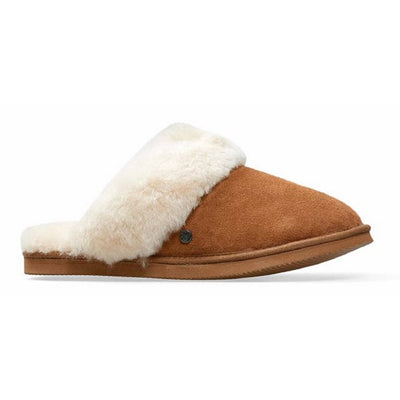 Padders Women's Cozy Camel Tan Sheepskin Mule Slippers - Tan