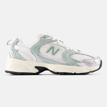 Unisex New Balance 530 Mesh Trainers - Silver Metallic with Mosaic Green