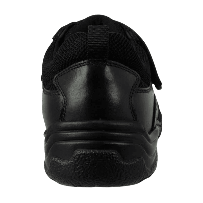 Term Boys Maxx Velcro Black Leather School Shoes - Black
