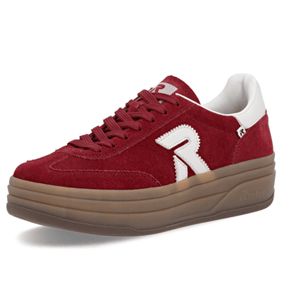 Womens Rieker W3700 Platform Trainers - Red