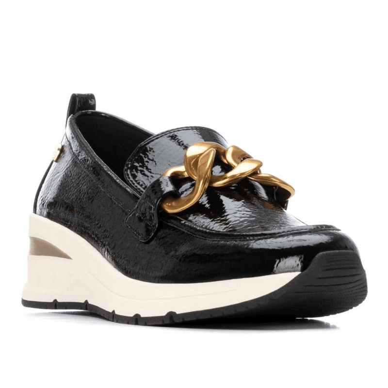 Womens Xti 144224 Sporty Loafers - Black Patent