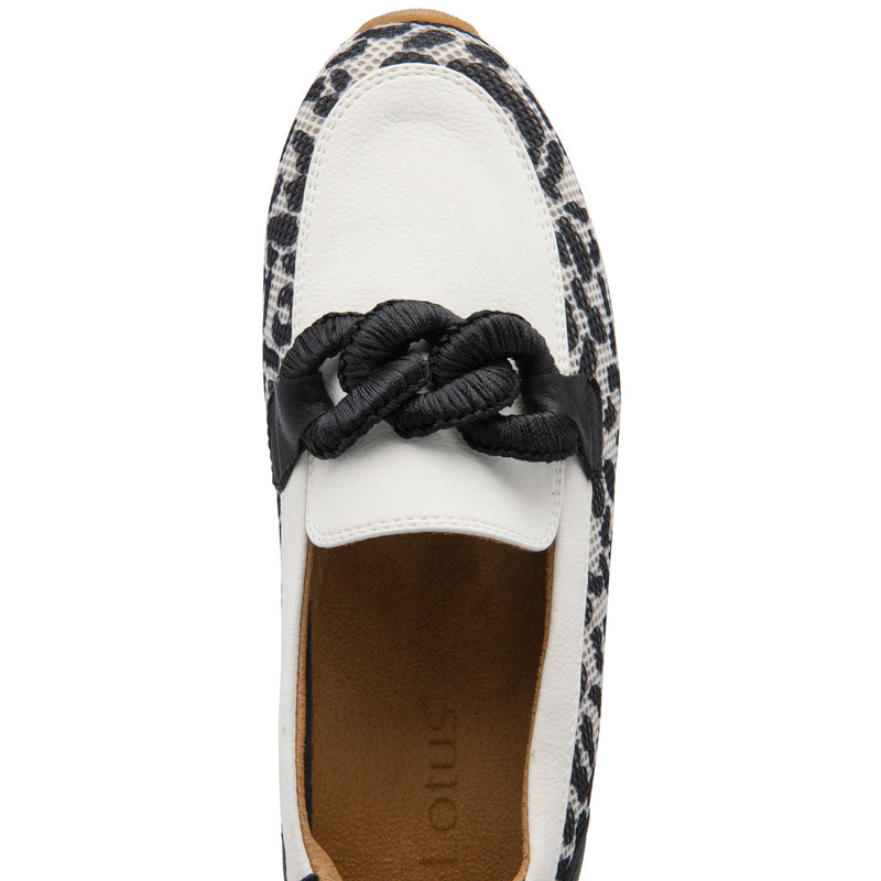 Womens Lotus ULS648 Lorrain Sporty Loafers - Black Leopard