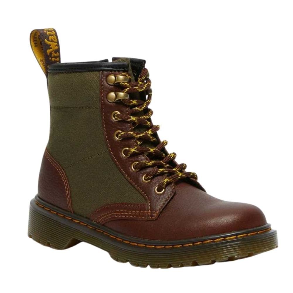 Dr Martens Junior 1460 Panel Canvas and Leather Lace Up Boots