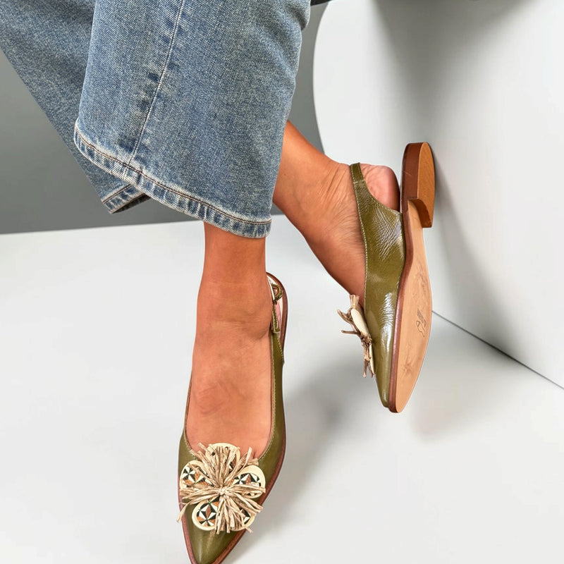 Womens AW26 Nemonic 2497 Renata Khaki Sling Pumps - Khaki