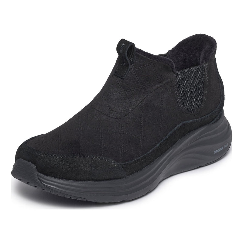 Womens Skechers 168173 Cozy Fit Dash Contour Foam Slip-Ins Ankle Boots - Black