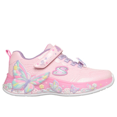 Girls Skechers 303065L Pink Butterfly Butterfly Bliss Trainer - Junior - Light Pink