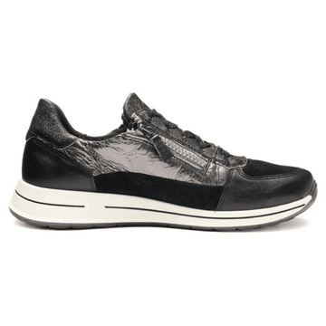 Womens Ara Osaka Black and Pewter Nylon Side Zip Trainers - Black
