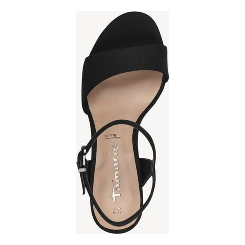 Womens Tamaris 28028 Leopard Print Heeled Sandals - Black Suede